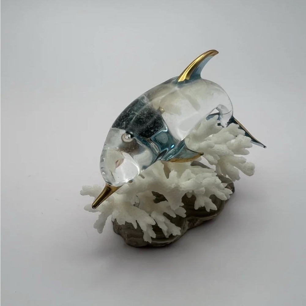 Elegant Glass Dolphin Figurine with Gold Accents - Picture 4 of 9